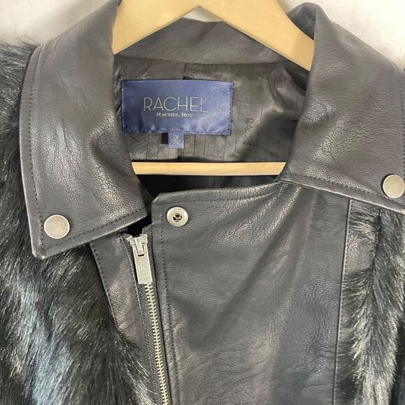 RACHEL Rachel Roy Milana Faux Leather/Faux Fur Plus Sz Moto Jacket Sz 2X - Picture 7 of 14